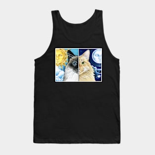 Sun and Moon Cats - White Outlined Version Tank Top